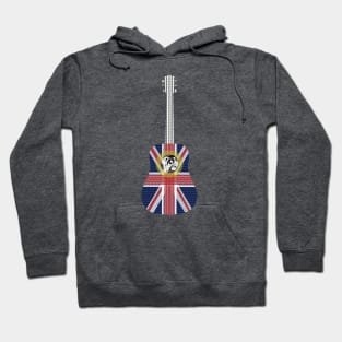 Guitar with Union Jack British Flag overlay pattern Hoodie